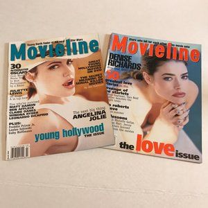 Two vintage Movieline magazines-Covers Angelina Jolie and Denise Richards